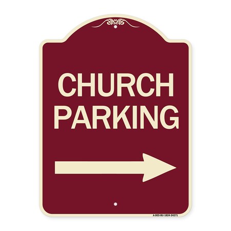 Church Parking With Right Arrow Heavy-Gauge Aluminum Architectural Sign